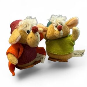 Vintage 1988 Walt Disney Plush Cinderella Mice Gus & Jaq Christmas Ornaments